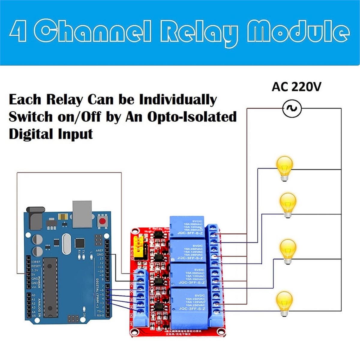 A49T 4 Channel Relay Module 5V - огляд і ціна Relay Module 4 Channel