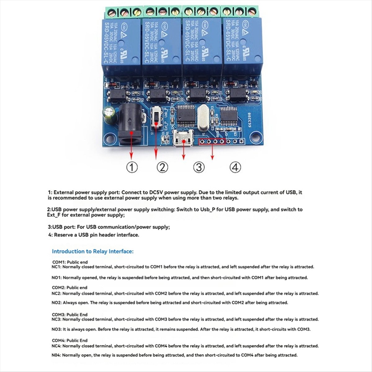AT42 4 Channel USB Relay Modul - огляд і ціна Relay Module 4 Channel