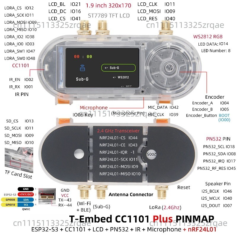 T-Embed CC1101 ESP32-S3 Develo - огляд і ціна Nrf24L01