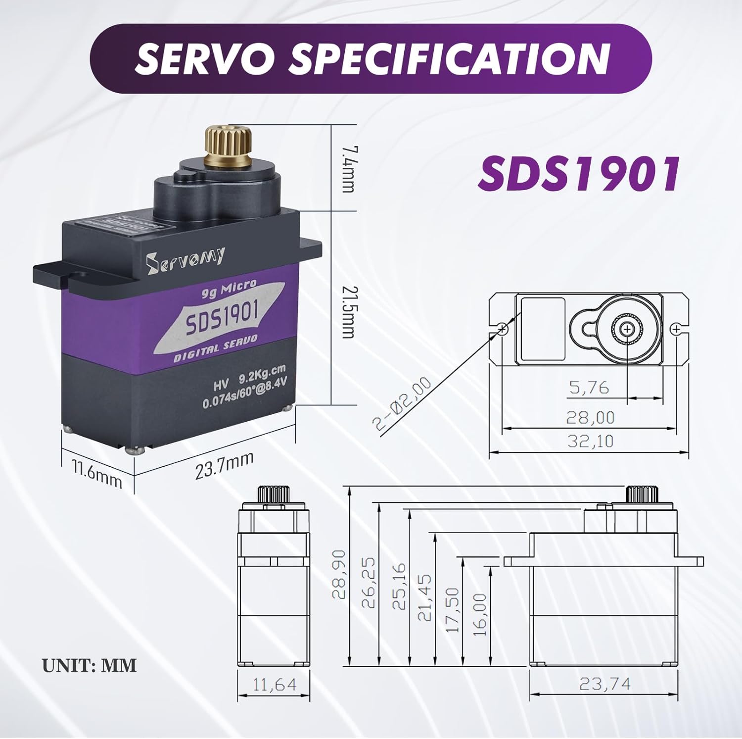 SERVOMY-SDS1901 Digital 9G Mic - огляд і ціна Servo Sg90