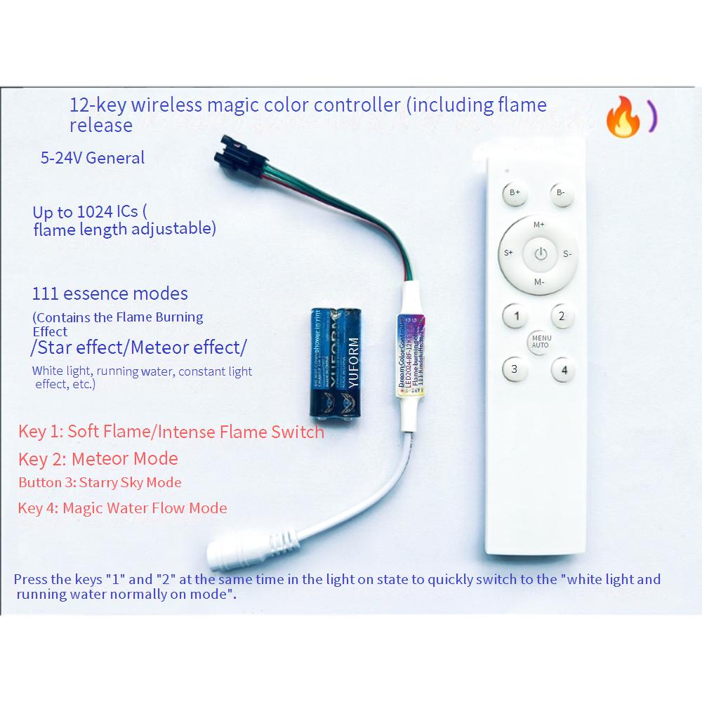 RF 12-key fantasy flame contro - огляд і ціна Ws2812B Strip 5V